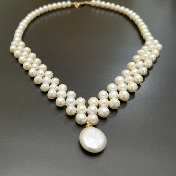 Freshwater pearls braid necklace. - Picture 3 of 7